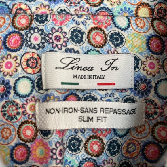 Retro 60s 70s Floral Dress Shirt Made In Italy - Picture 9 of 15